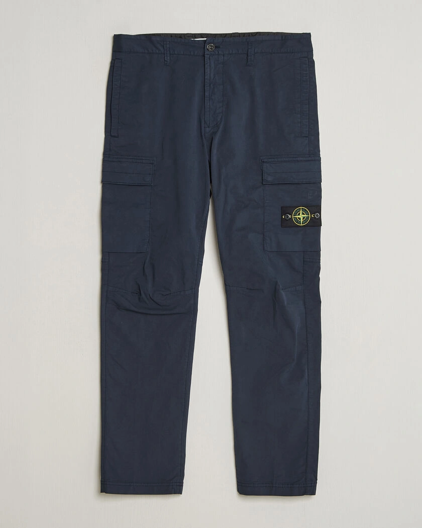 Stone Island Stretch Cotton Twill Cargo Trousers Navy – Blau