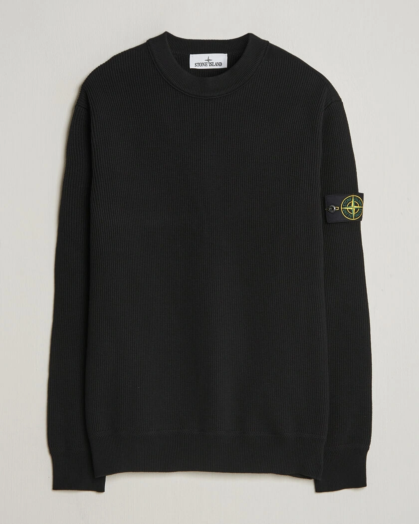 Stone Island Ribbed Soft Organic Cotton Crewneck Black – Schwarz