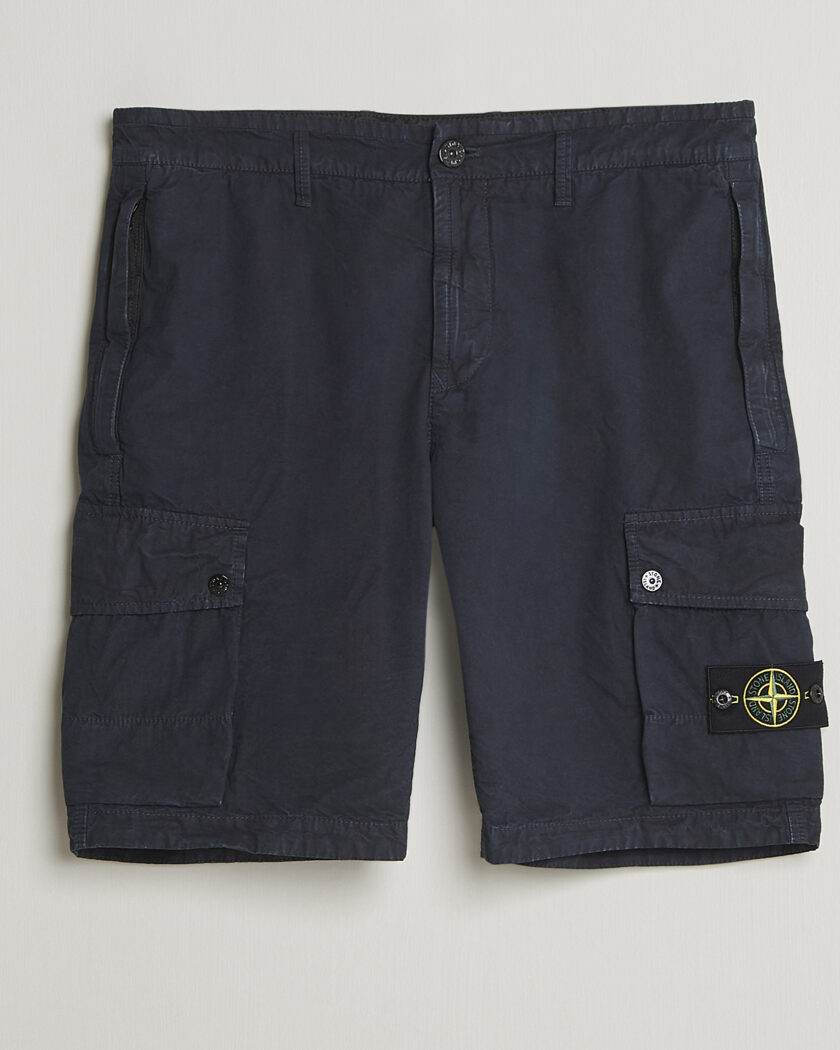 Stone Island Brushed Cotton Canvas Cargo Shorts Navy – Blau