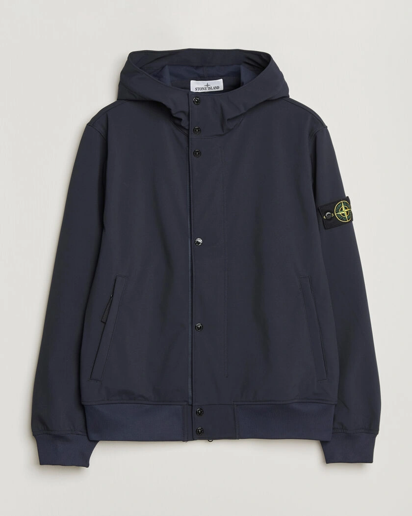 Stone Island Soft Shell Hooded Jacket Navy – Blau