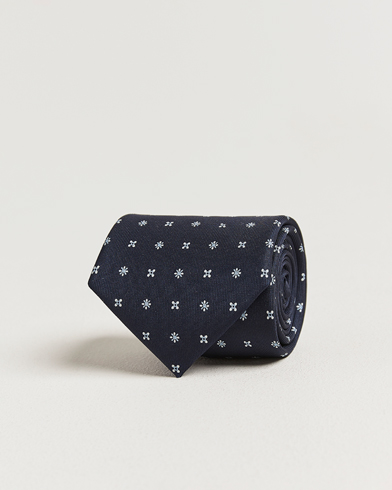 E. Marinella 3-Fold Printed Silk Tie Navy – Blau