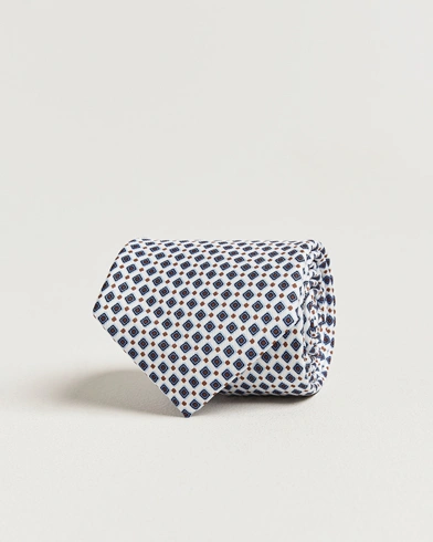 E. Marinella 3-Fold Printed Silk Tie Blue/White – Weiß