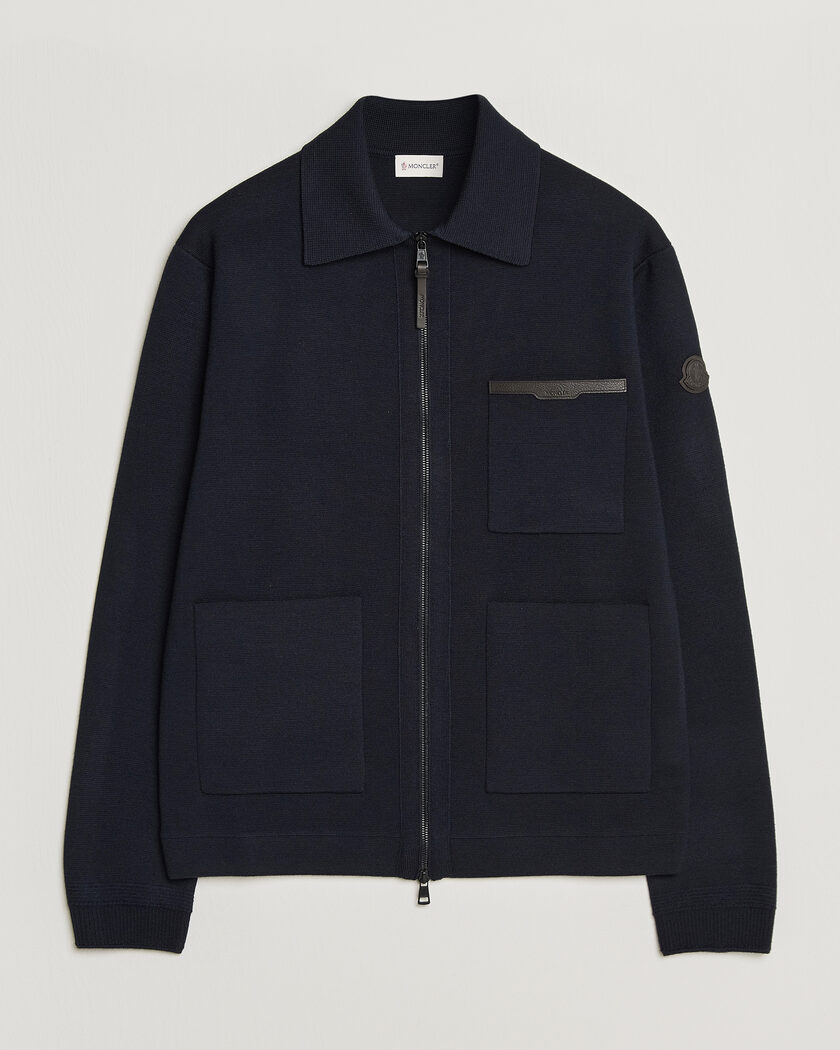 Moncler Zip Wool Cardigan Navy – Blau