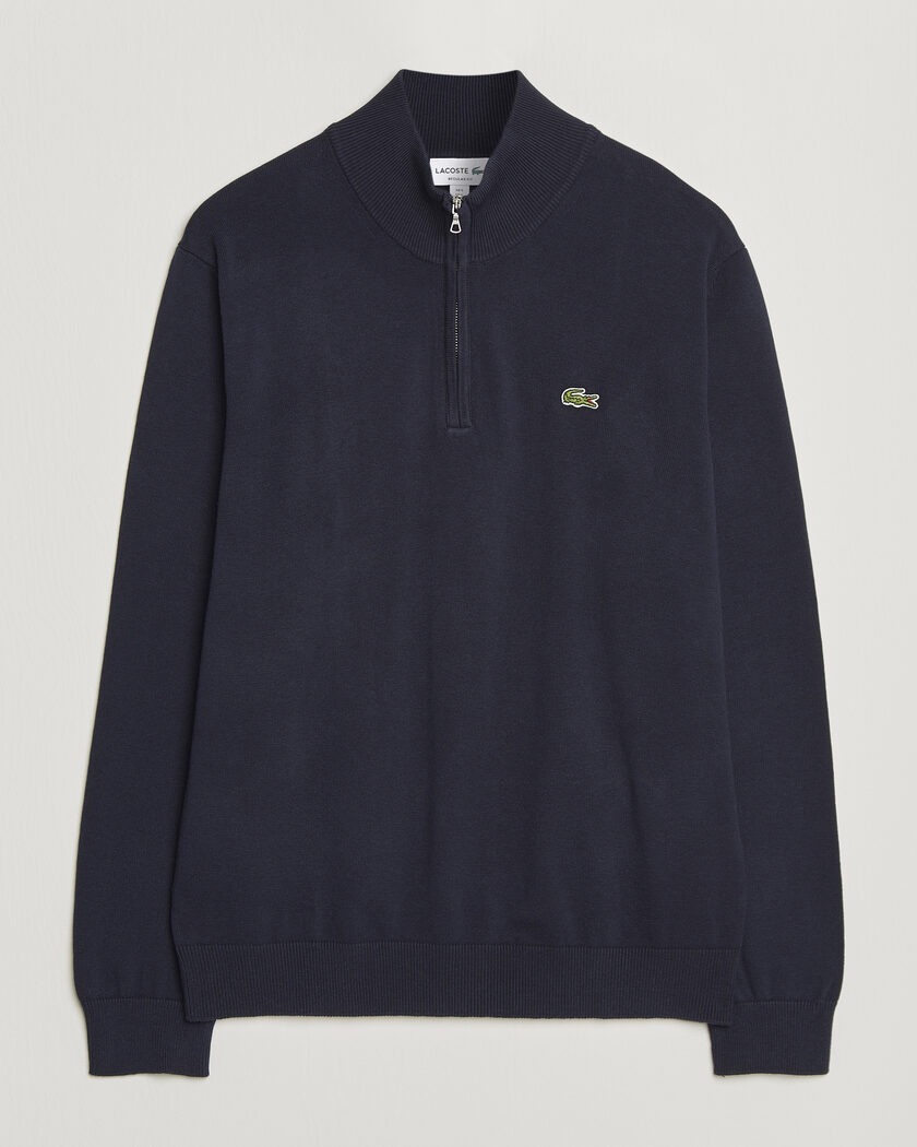 Lacoste Cotton Knitted Half Zip Navy Blue – Blau