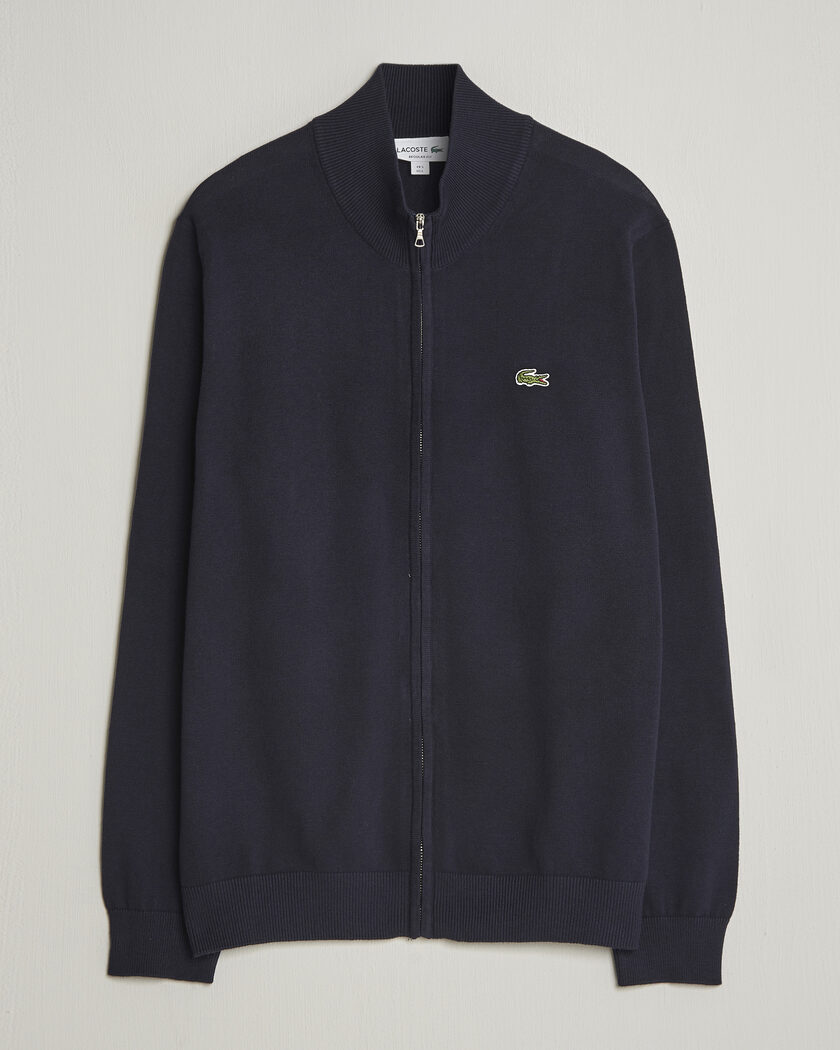 Lacoste Cotton Knitted Full Zip Navy Blue – Blau