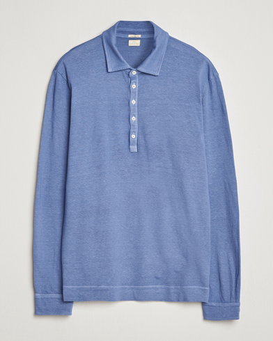 Massimo Alba Raya Cotton/Linen Long Sleeve Polo Tulip – Blau