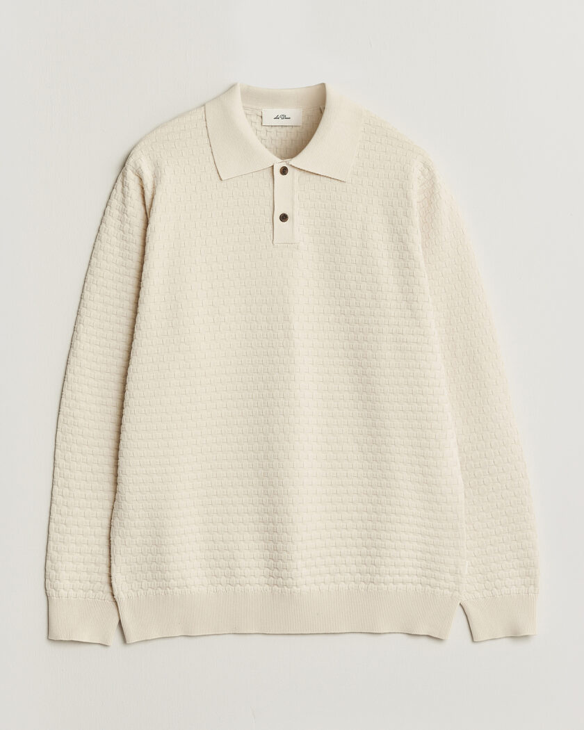 Les Deux Billy Weave Knitted Polo Light Ivory – Weiß