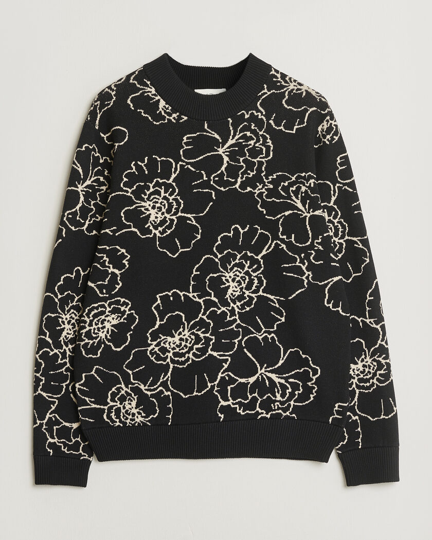 LES DEUX Gaston Poppy Jaquard Knit Black – Schwarz