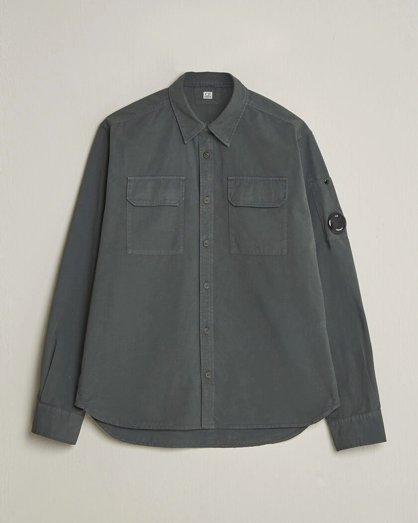 C.P. Company Organic Gabardine Pocket Shirt Dark Grey – Grau