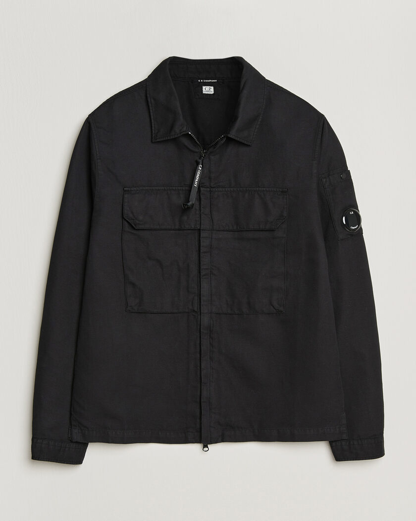 C.P. Company Cotton/Linen Zip Overshirt Black – Schwarz