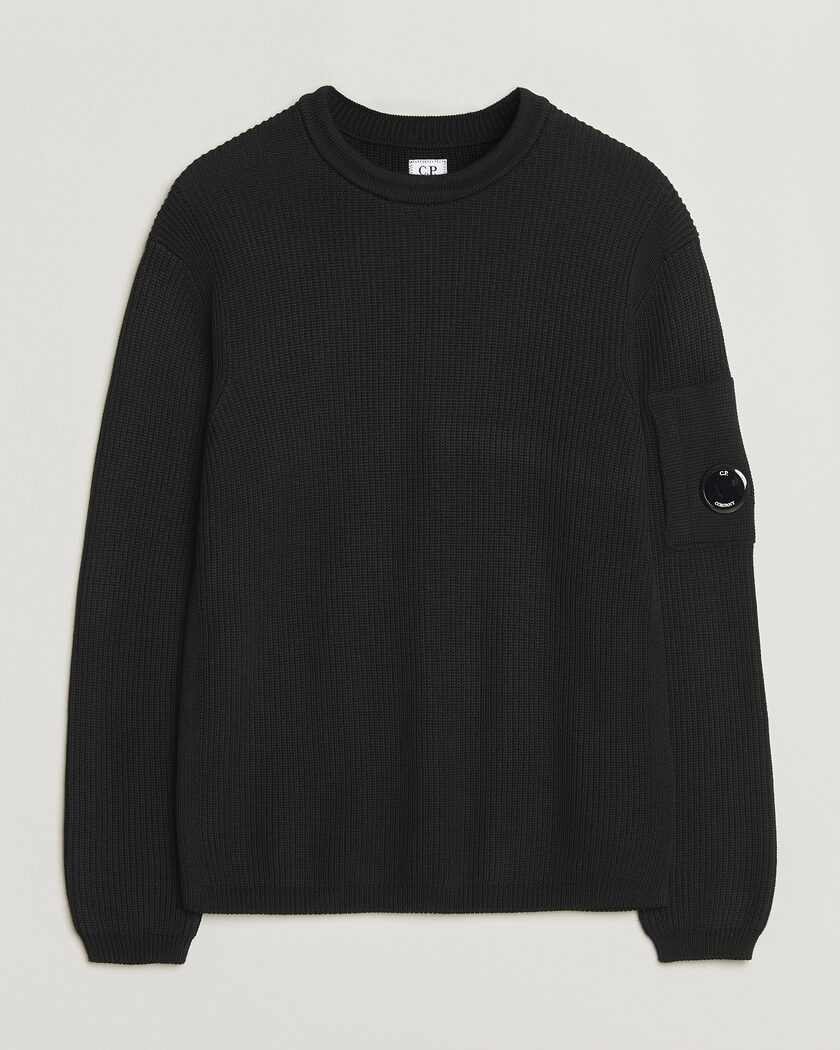 C.P. Company Sea Island Knitted Cotton Crewneck Black – Schwarz