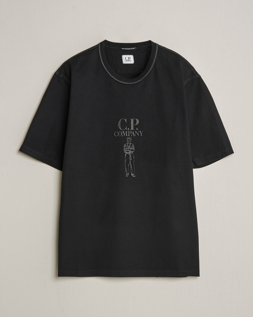 C.P. Company Mercerized Heavy Cotton Chest Logo T-Shirt Black – Schwarz