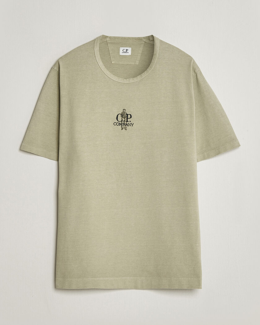 C.P. Company Back Printed Cotton T-Shirt Washed Green – Grün