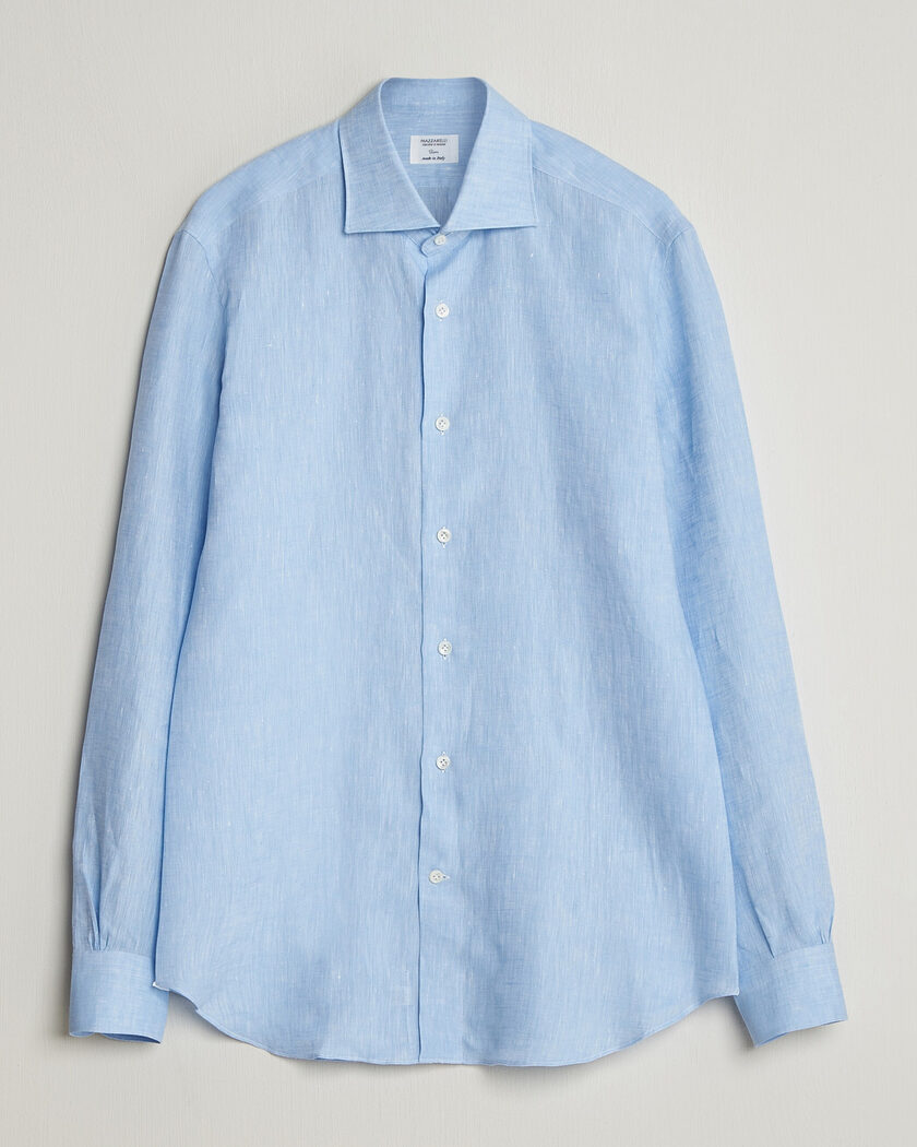 Mazzarelli Soft Linen Shirt Light Blue – Blau