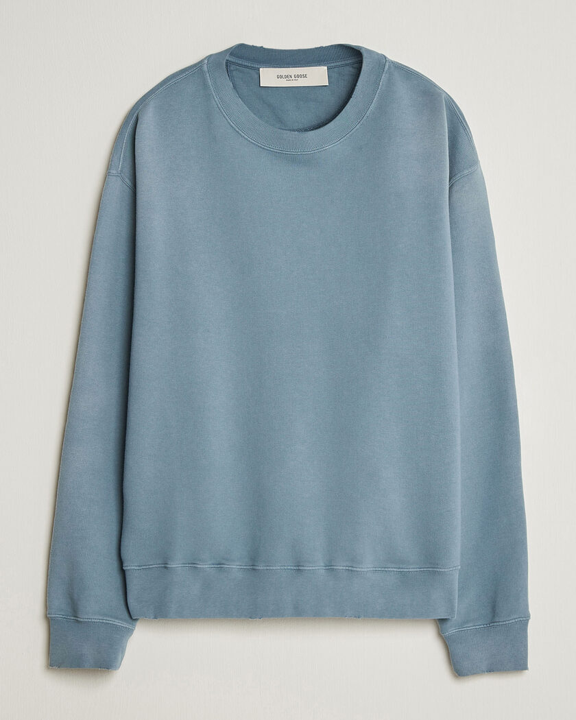Golden Goose Boxi Faded Cotton Sweatshirt Windward Blue – Blau