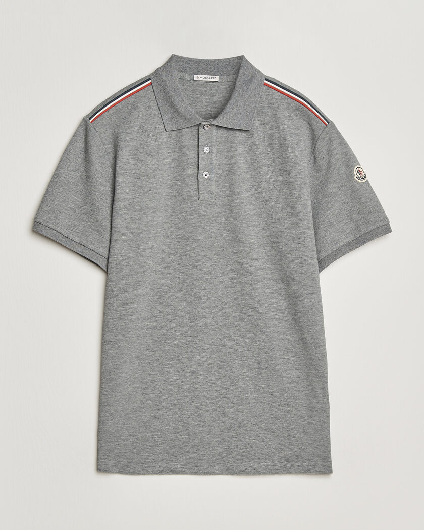 Moncler Tricolore Shoulder Polo Light Grey – Grau