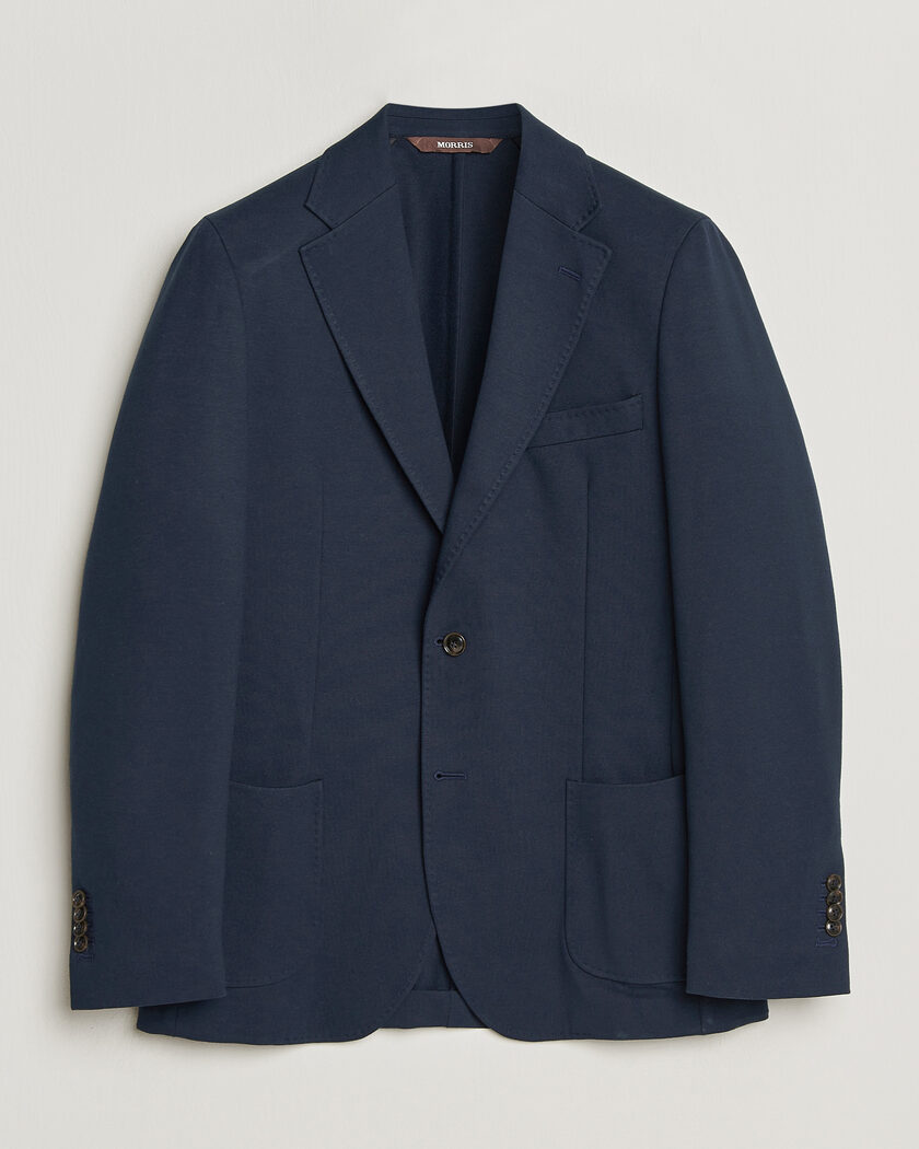 Morris Cotton Jersey Blazer Navy – Blau