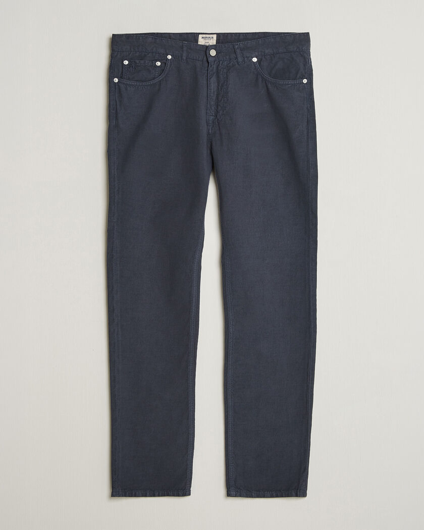 Morris James Washed Linen 5-Pocket Pants Dark Blue – Blau