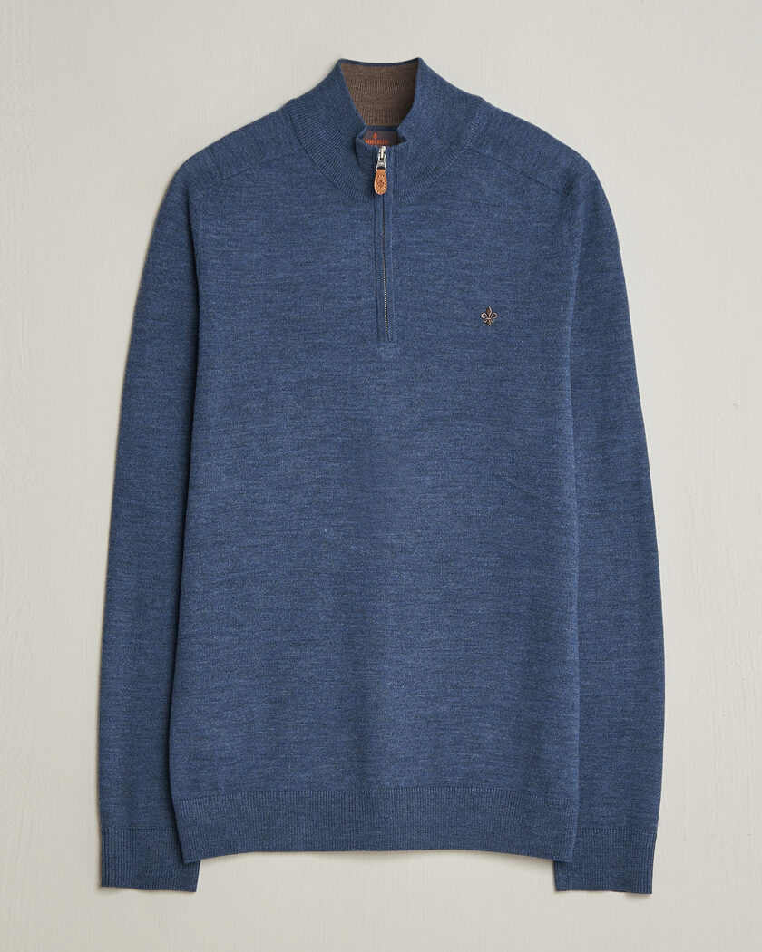 Morris John Merino Half-Zip Blue – Blau