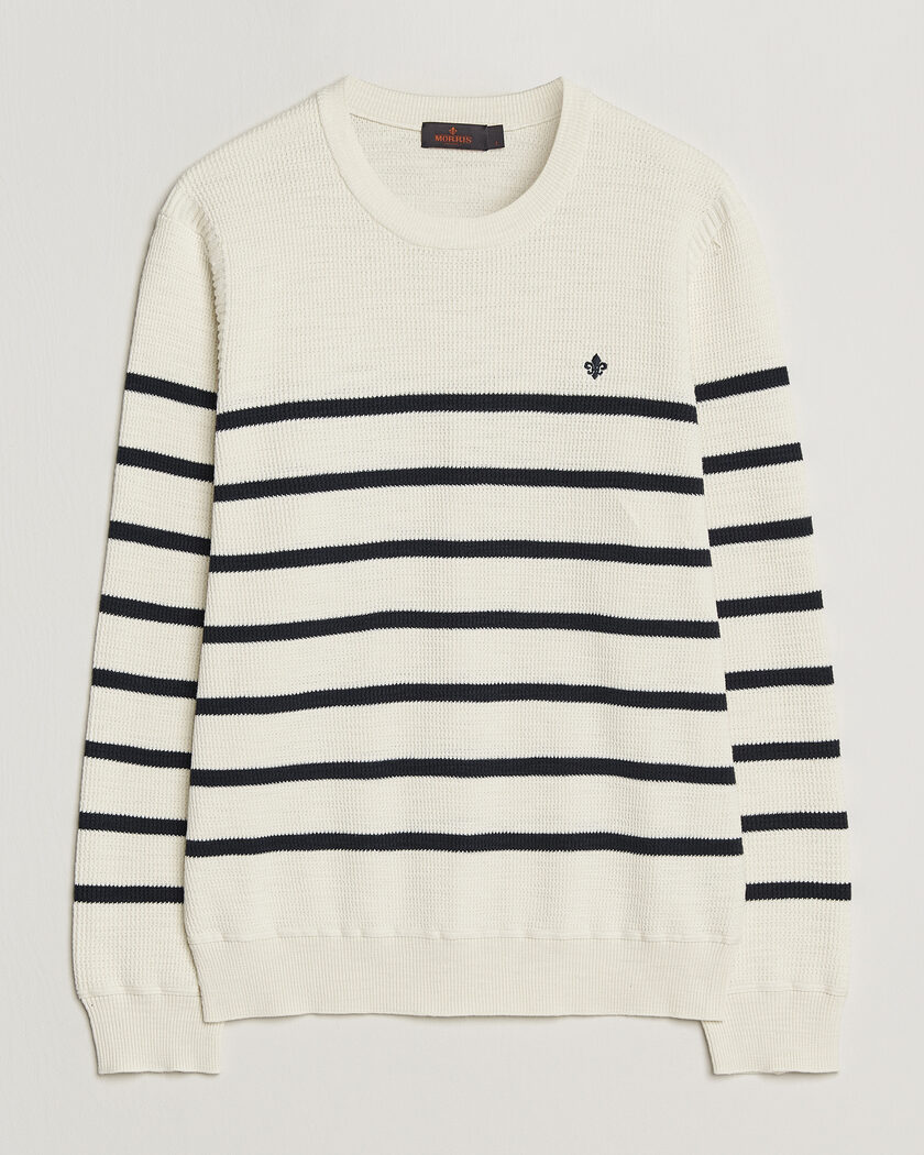 Morris Benedict Stripe Oneck Off White – Weiß
