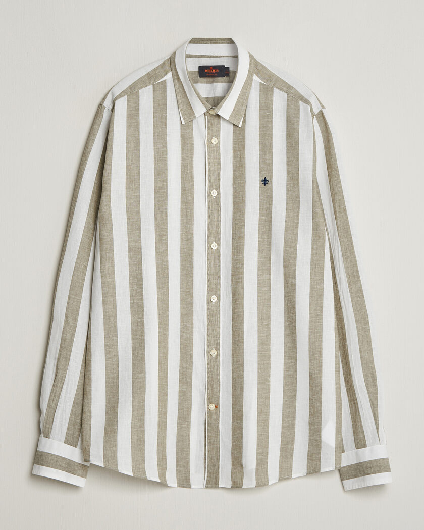 Morris Douglas Linen Striped Shirt Green/White – Mehrfarbig