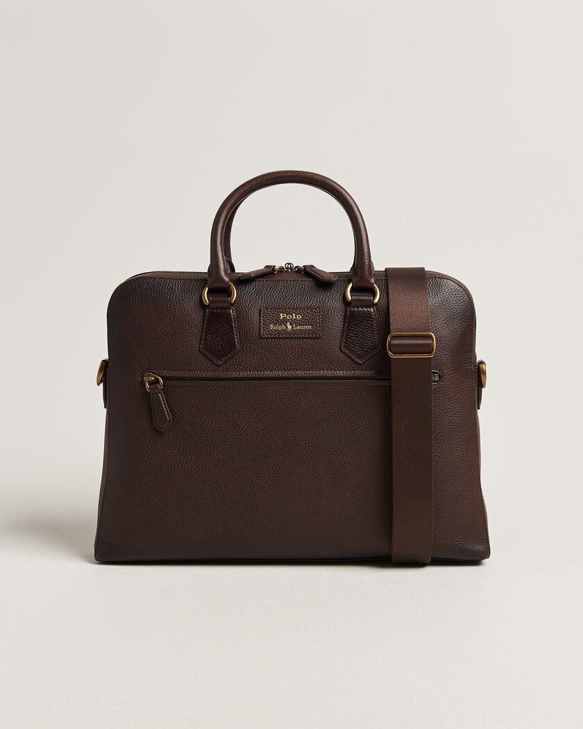 Polo Ralph Lauren Pebble Leather Briefcase Dark Brown – Braun