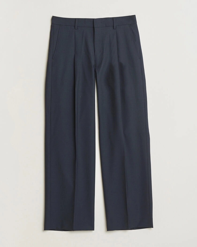 NN07 Kay Summer Wool Drawstring Trousers Deep Navy – Blau
