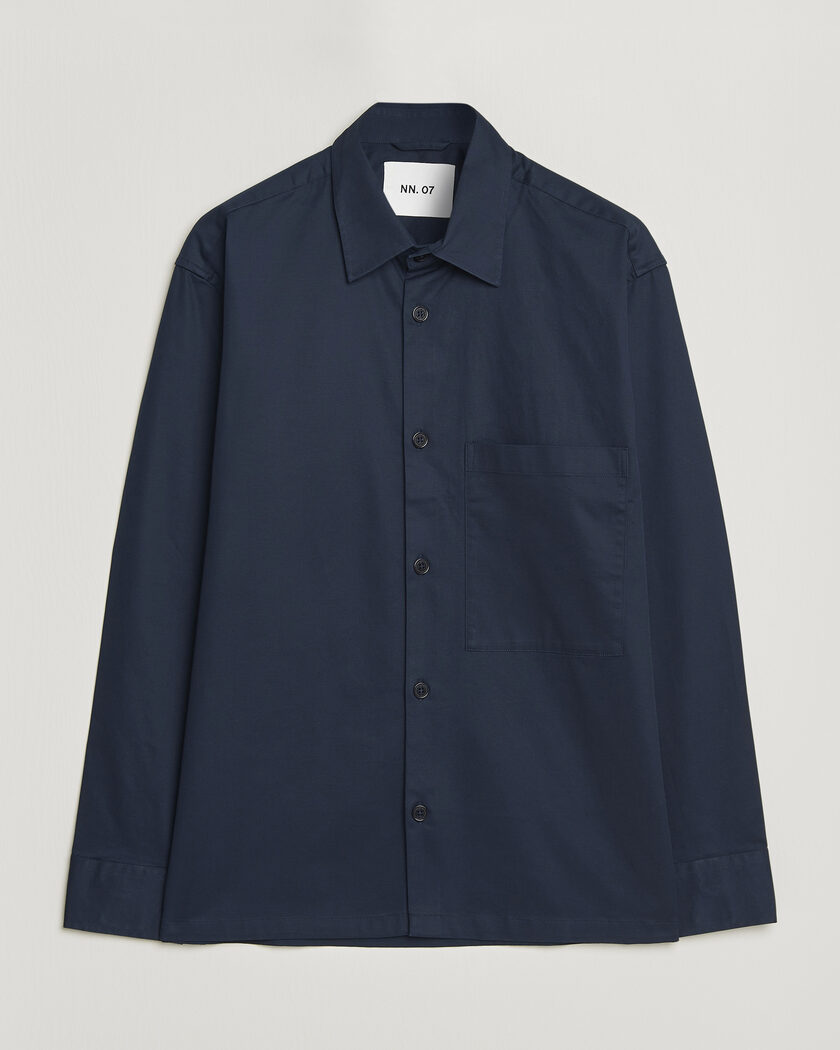 NN07 Freddy Cotton Overshirt Navy Blue – Blau