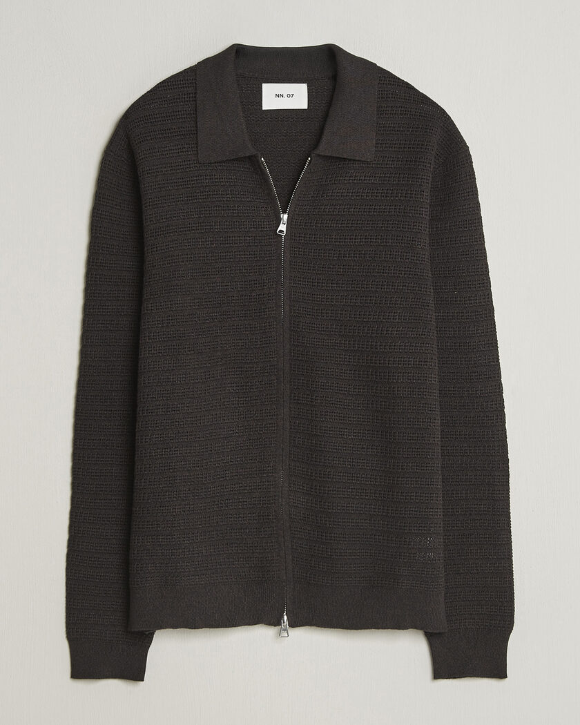 NN07 Gustav Knitted Full Zip Deep Truffle – Braun