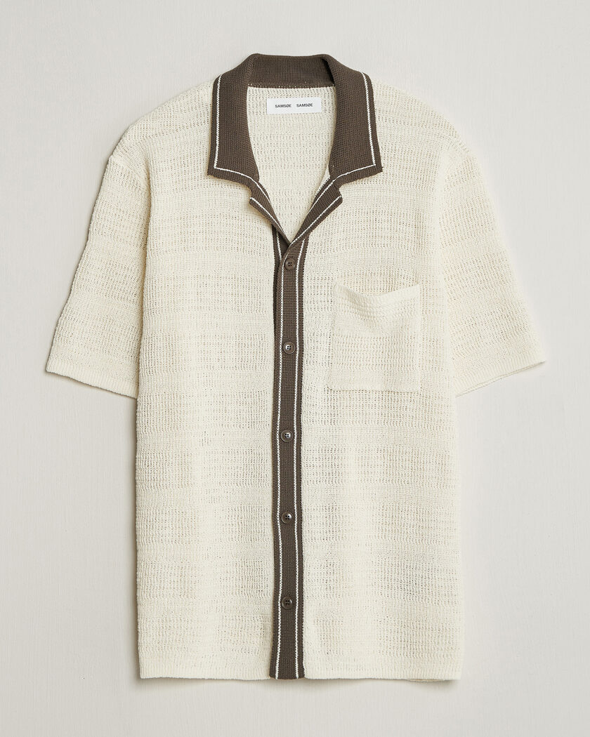 Samsøe Samsøe Percy Knitted Short Sleeve Shirt Clear Cream – Mehrfarbig