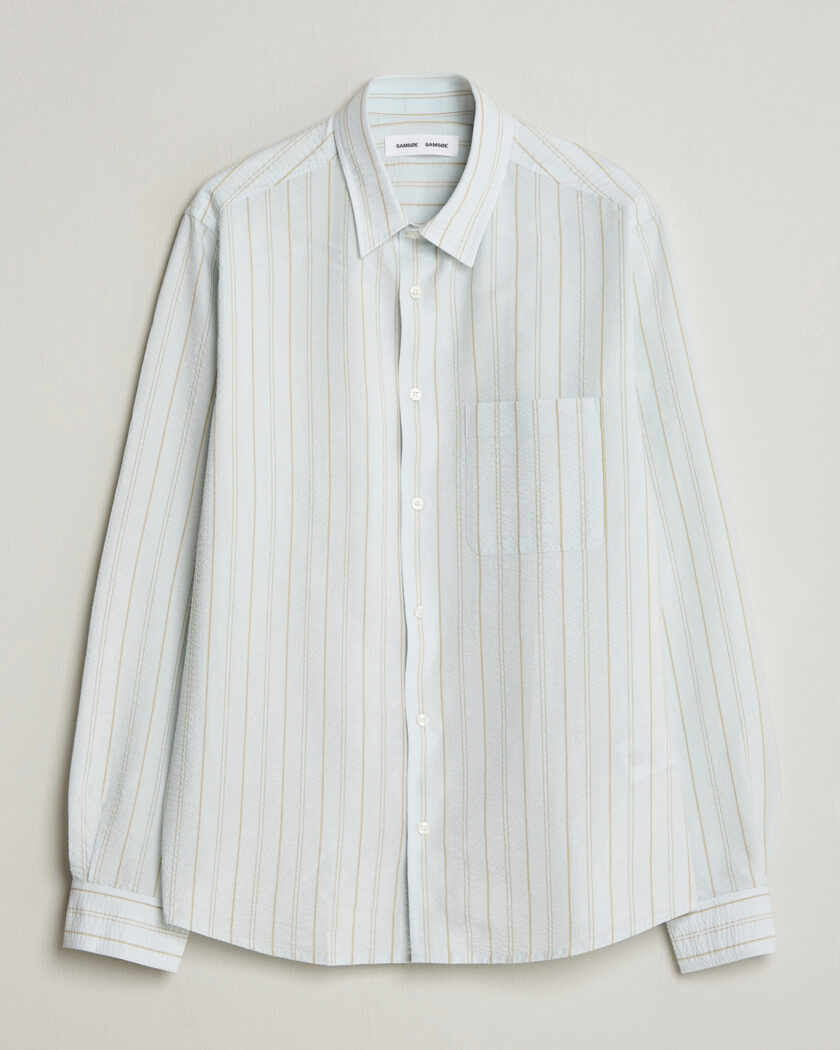 Samsøe Samsøe Ryan Cotton Striped Shirt Skywriting – Blau