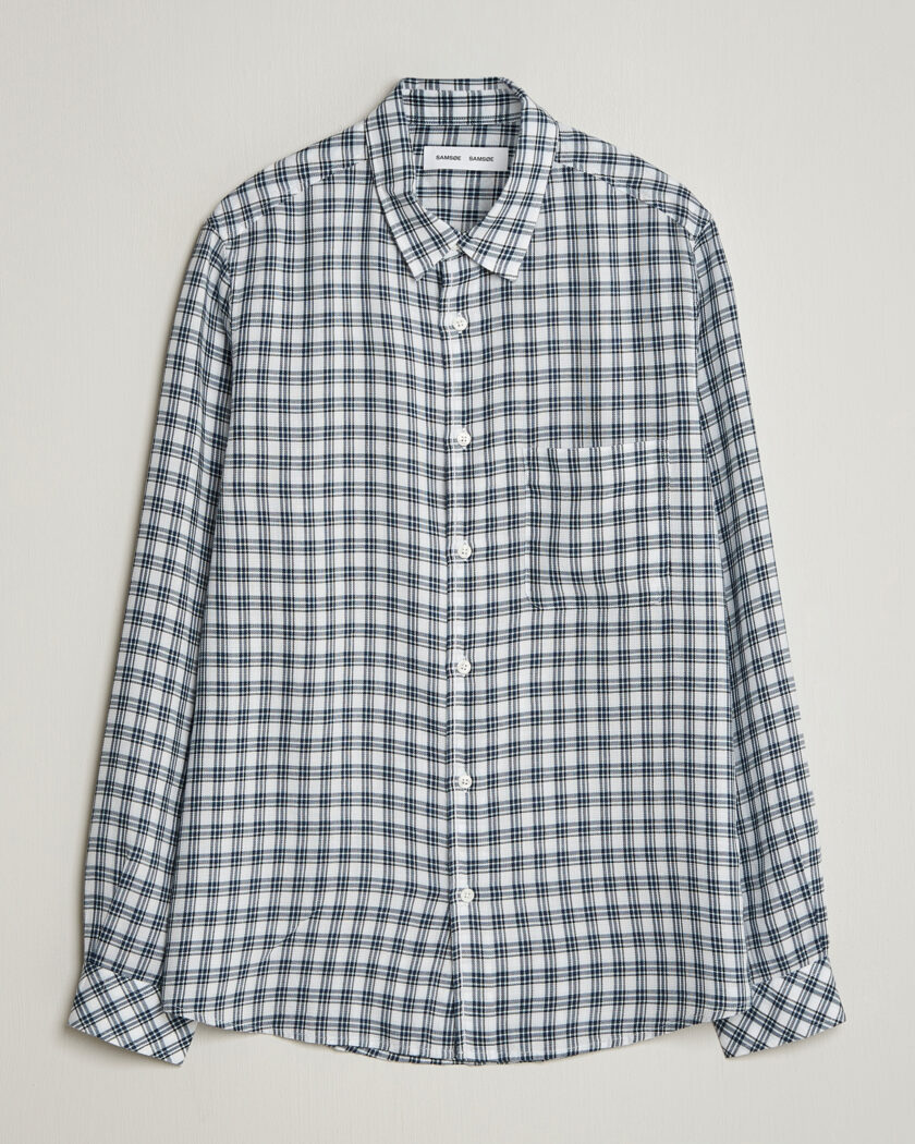 Samsøe Samsøe Ryan Tencel Checked Shirt Blue – Blau