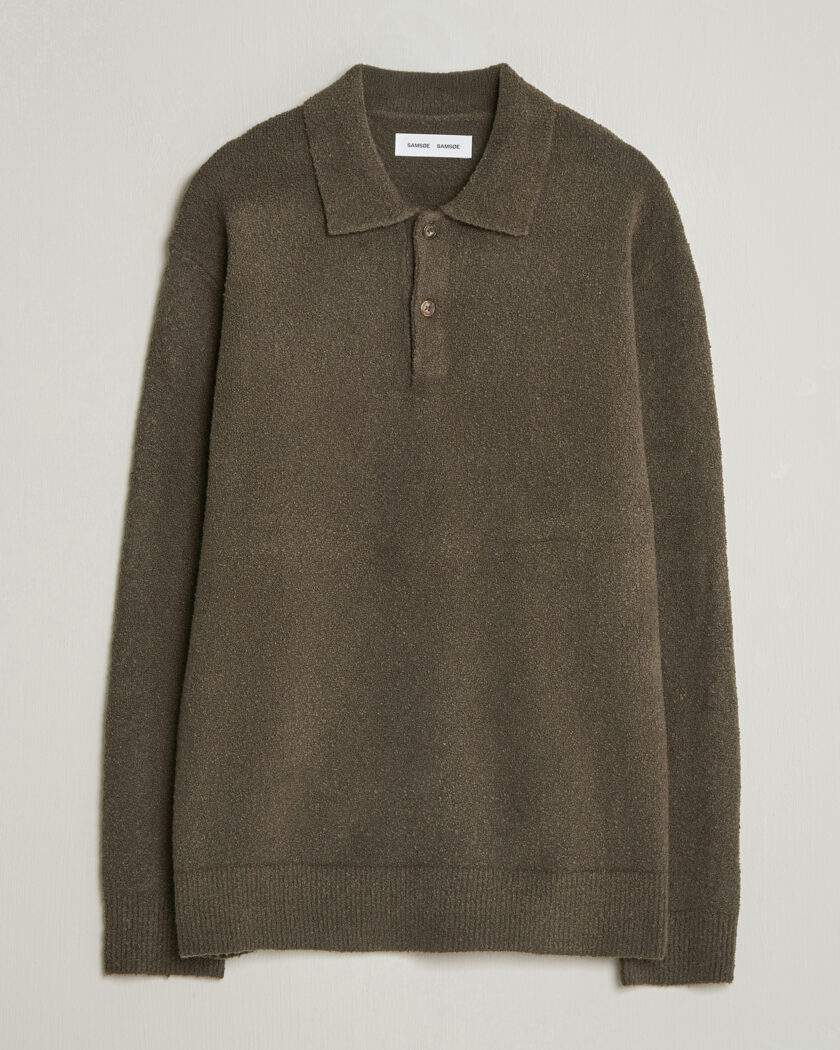Samsøe Samsøe Nino Knitted Polo Black Olive – Braun