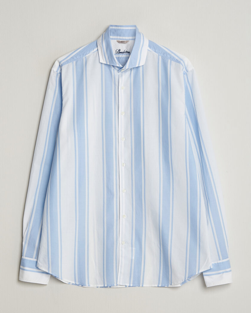 Stenströms Regular Fit Thin Poplin Stripe Shirt Blue – Blau