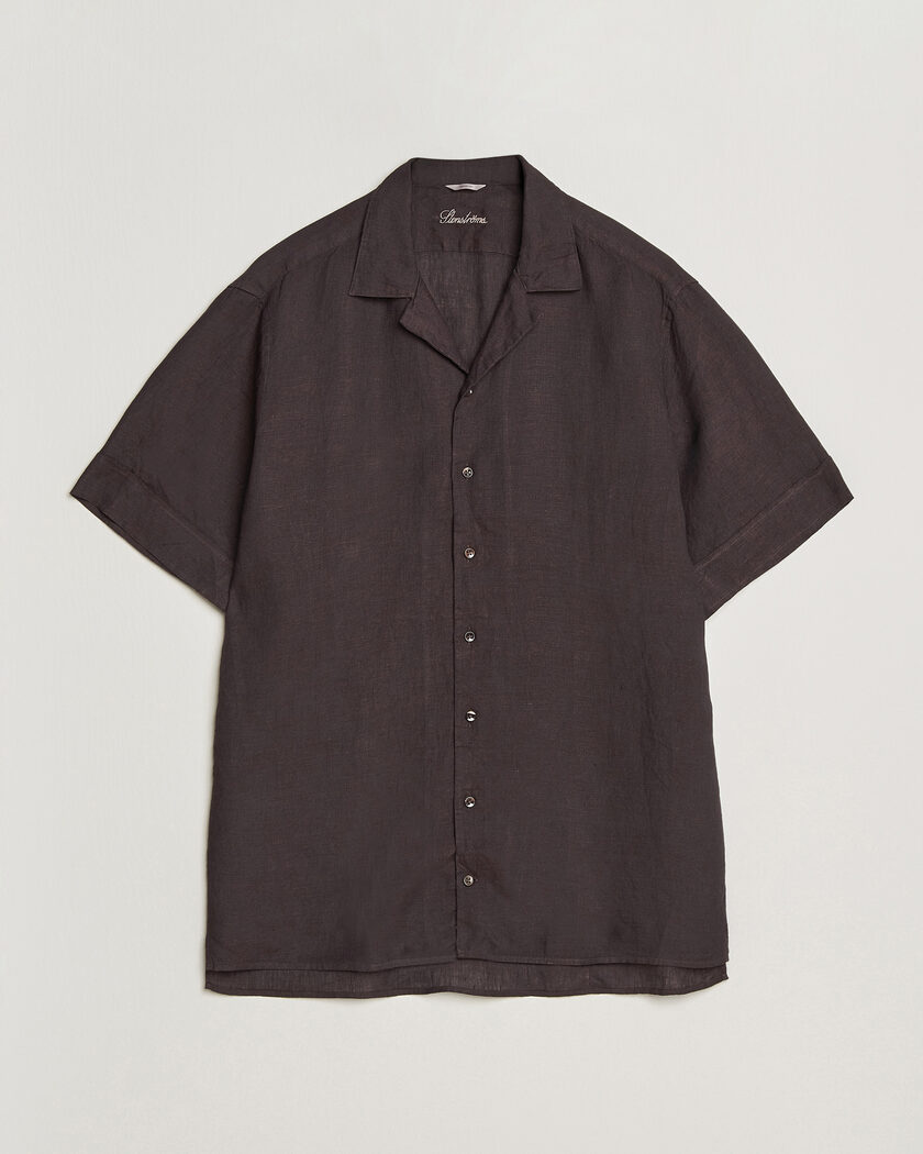  Stenströms Short Sleeve Linen Shirt Dark Brown – Braun