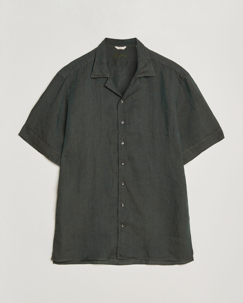 Stenströms Short Sleeve Linen Shirt Dark Green – Grün