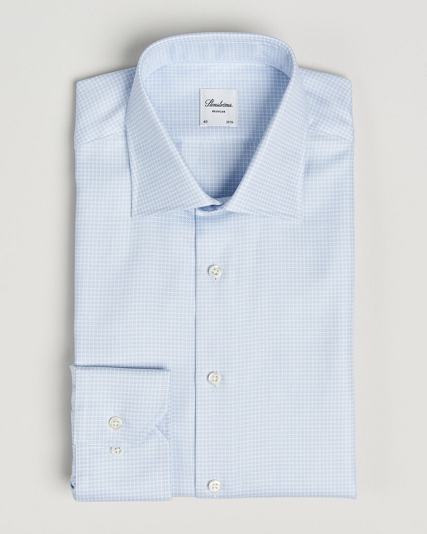 Stenströms Regular Fit Micro Structure Shirt Light Blue – Blau