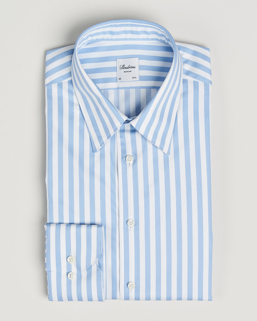 Stenströms Regular Fit Striped Pointed Collar Shirt Blue – Blau