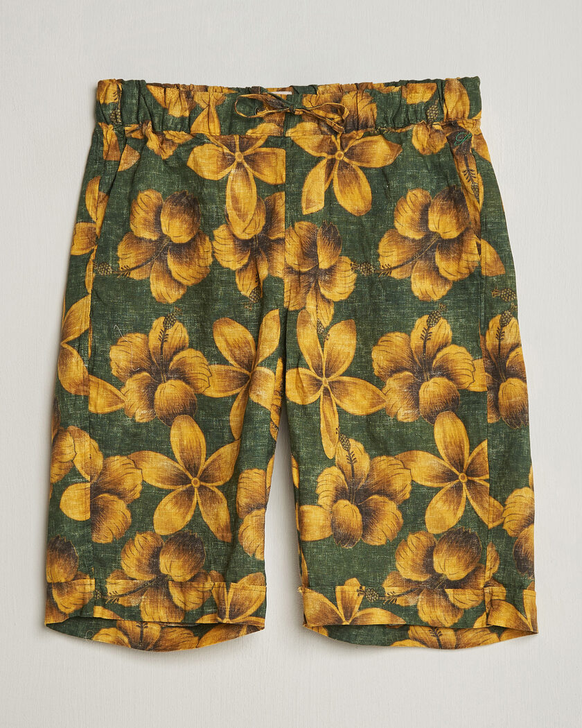 Stenströms Flower Printed Linen Shorts Green – Grün