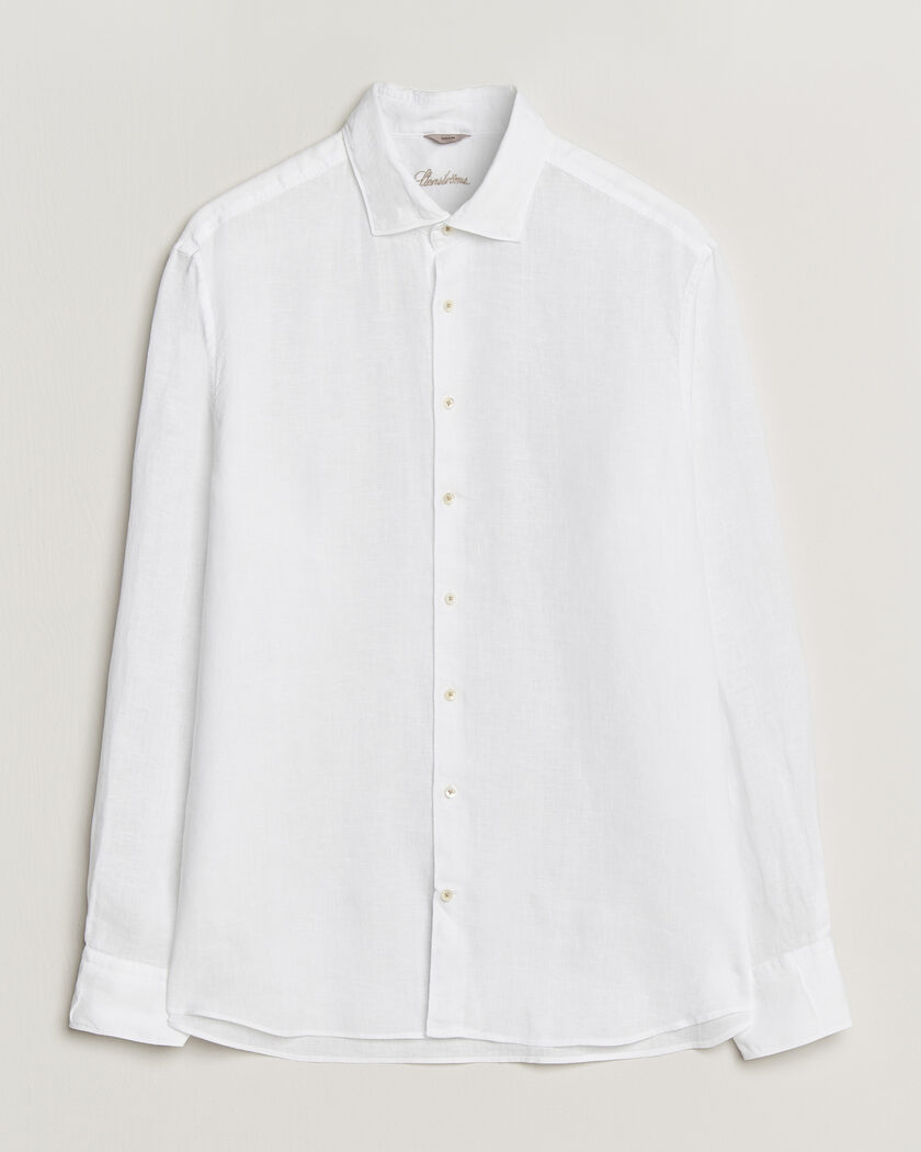 Stenströms Regular Fit Cut Away Linen Shirt White – Weiß