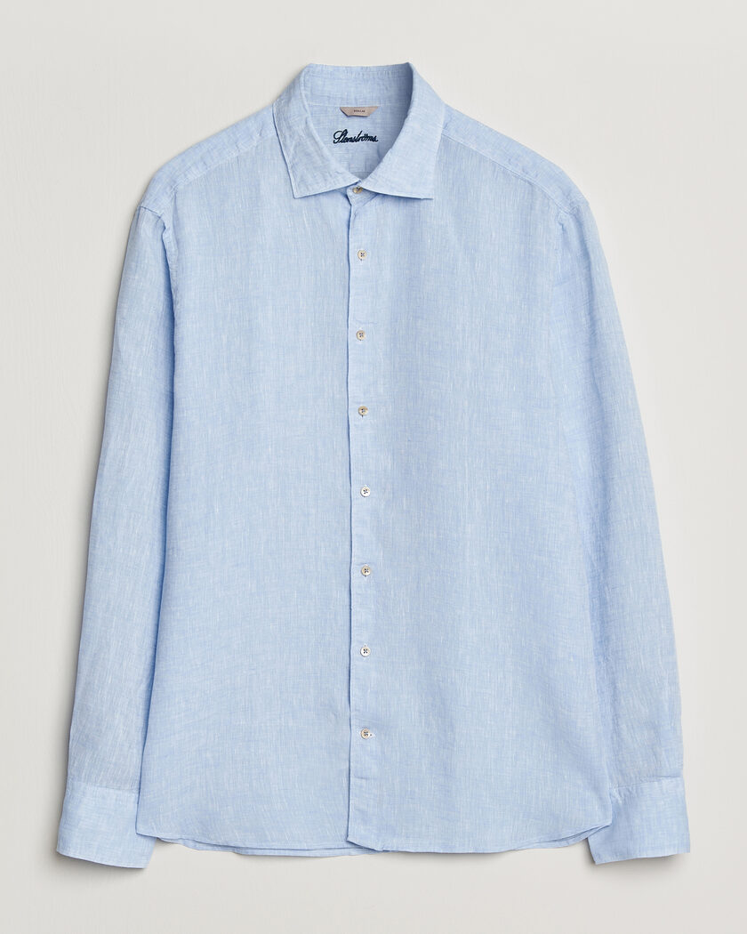 Stenströms Regular Fit Cut Away Linen Shirt Light Blue – Blau