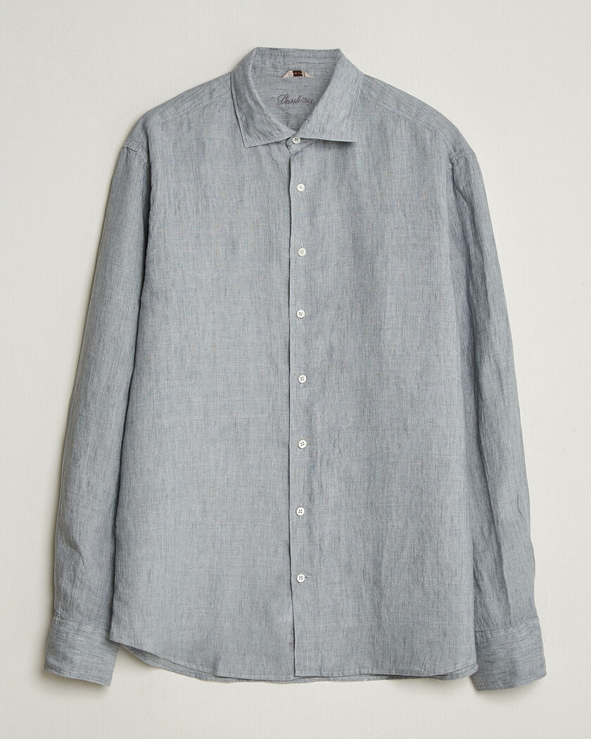 Stenströms Regular Fit Cut Away Linen Shirt Grey – Grau
