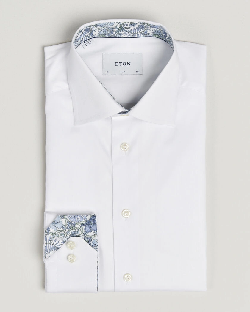 Eton Slim Fit Signature Twill Contrast Shirt White – Weiß