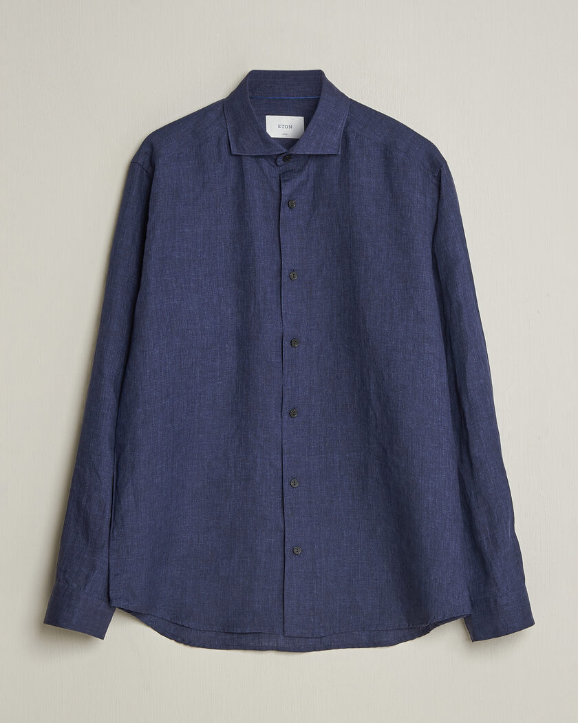 Eton Casual Fit Linen Shirt Navy Blue – Blau