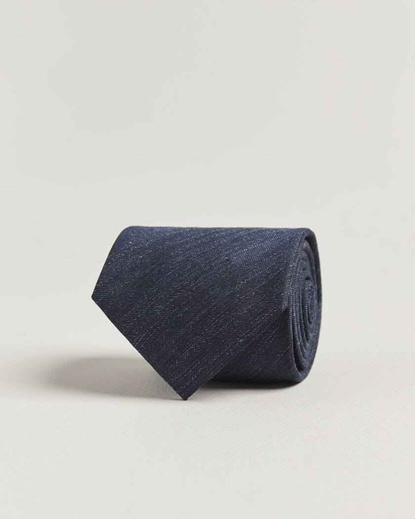 Eton Linen Silk Tie Navy Blue – Blau