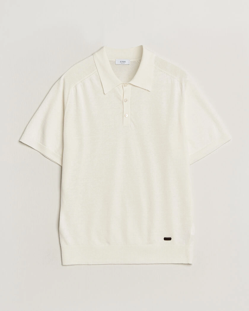 Eton Cotton Linen Fine Knit Polo White – Weiß