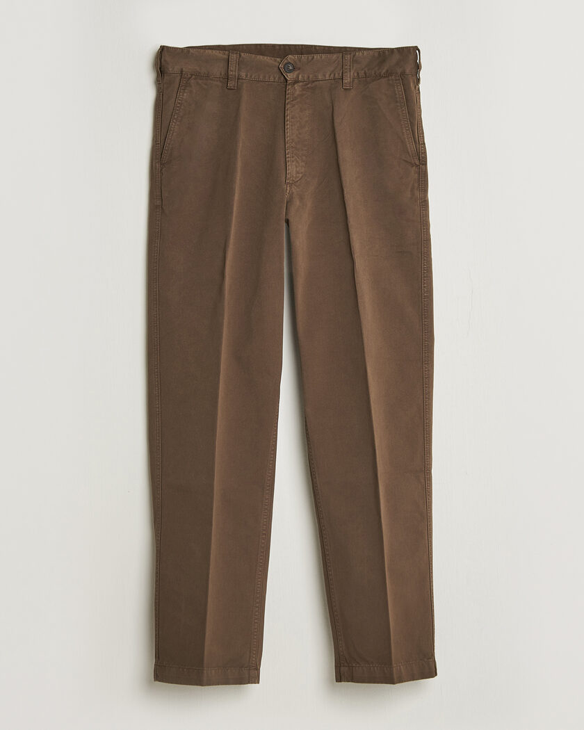 Drake's Peached Flat Front Cotton Chino Brown – Braun