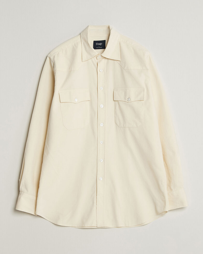 Drake's Needlecord Western Shirt White – Weiß
