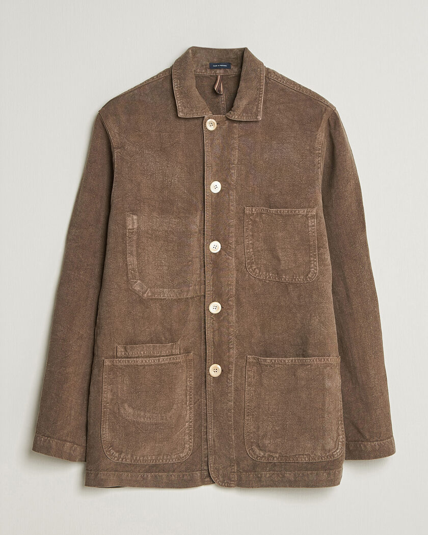 Drake's Heavy Linen Chore Jacket Brown – Braun
