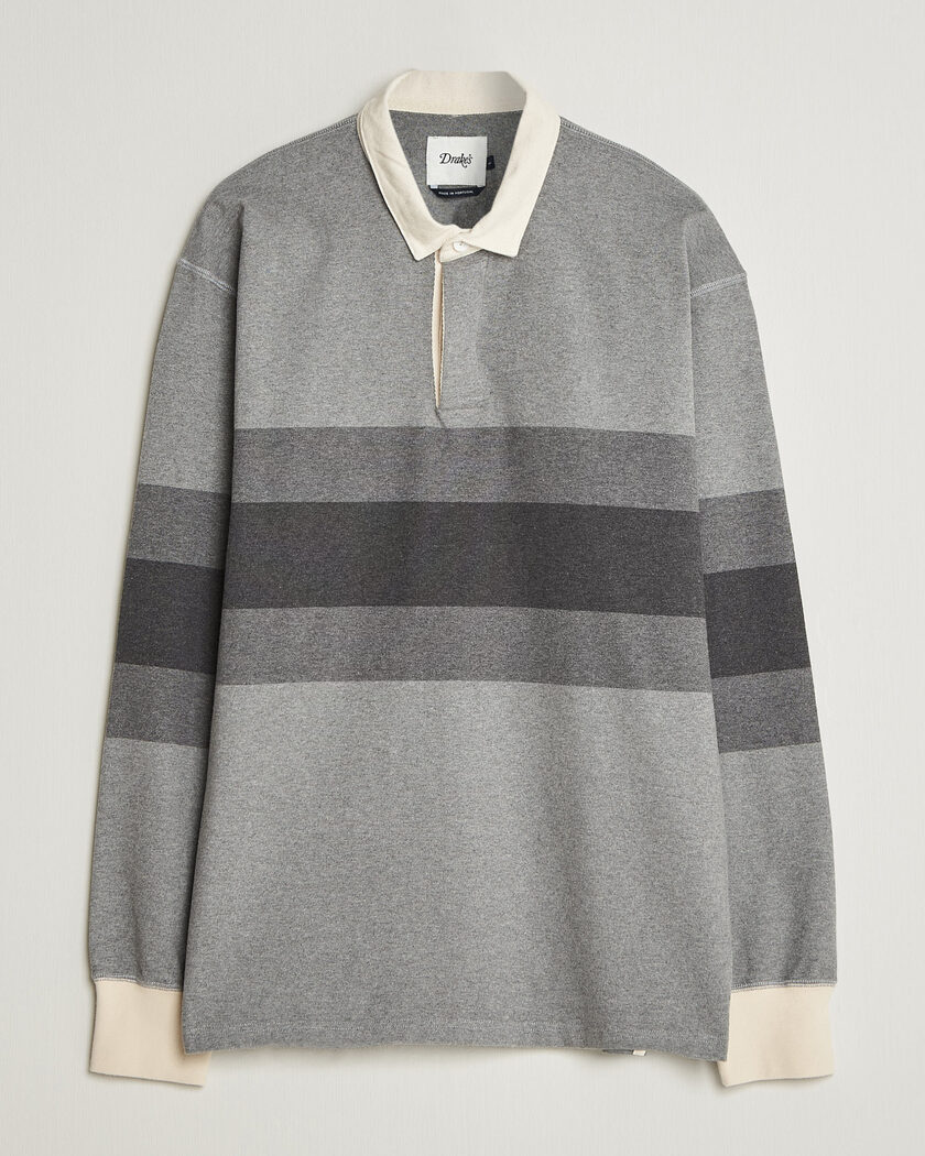 Drake's Melange Stripe Rugby Grey – Grau